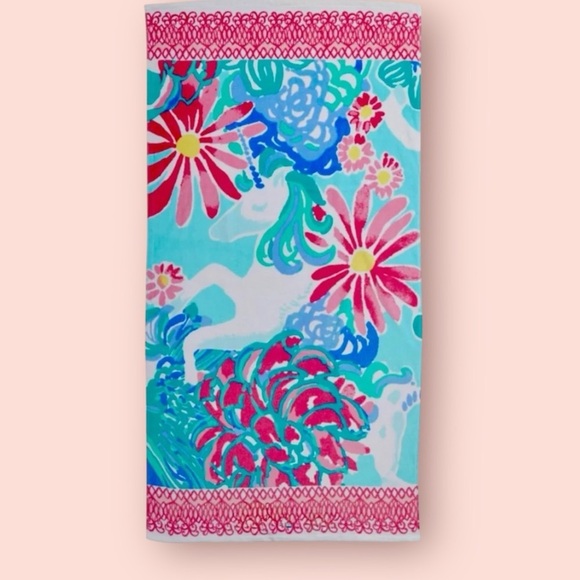 NEW Lilly Pulitzer Unicorns In Bloom Beach/Bath Pool Towel 32” x 64” - Picture 1 of 5